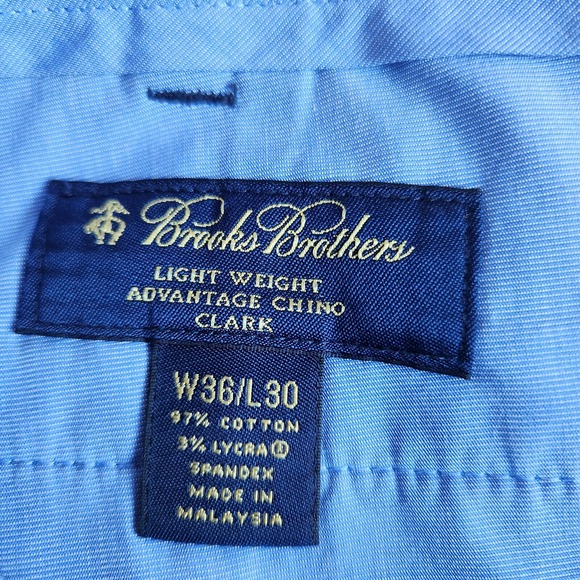 Brooks Brothers Blue Lightweight Advantage Chino Clark Pants Mens 36x30 - Picture 6 of 15